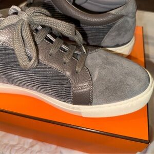 Brunello Cucinelli Gray Suede and Leather Sneakers